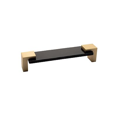 Sietto Affinity 5-5/8" (143mm) Center-to-Center Black Glass Cabinet Pull (Satin Brass)