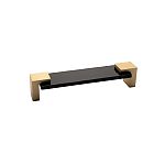 Sietto Affinity 5-5/8" (143mm) Center-to-Center Black Glass Cabinet Pull (Satin Brass)