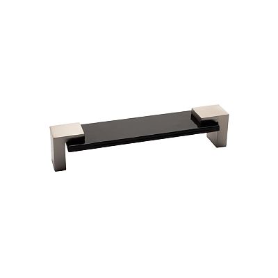 Sietto Affinity 5-5/8" (143mm) Center-to-Center Black Glass Cabinet Pull (Satin Nickel)