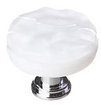 Sietto 1-1/4" (32mm) Round Glass Cabinet Knob (Glacier White)