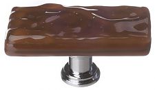 Sietto 2" (51mm) Long Glass Cabinet Knob (Skinny Glacier Woodland Brown)