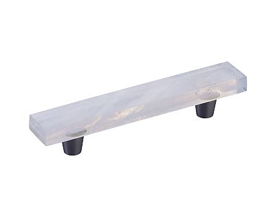 Symphony by Schaub Fused Glass Rectangular 6" (152mm) Cabinet Pull (Brushed Stainless Steel)