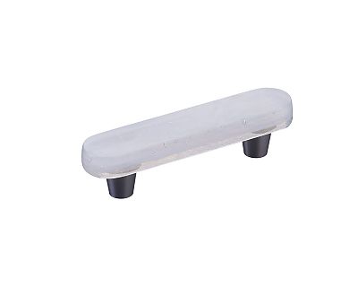 Symphony by Schaub Fused Glass Oval 4-1/2" (114mm) Cabinet Pull (Brushed Stainless Steel)