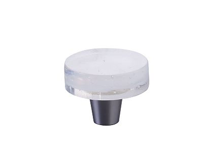Symphony by Schaub Fused Glass 1-1/2" (38mm) Small Round Cabinet Knob (Brushed Stainless Steel)