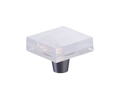 Symphony by Schaub Fused Glass 1-1/2" (38mm) Small Square Cabinet Knob (Brushed Stainless Steel)