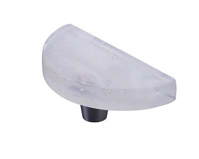 Symphony by Schaub Fused Glass 3" (76mm) Half Moon Cabinet Knob (Brushed Stainless Steel)