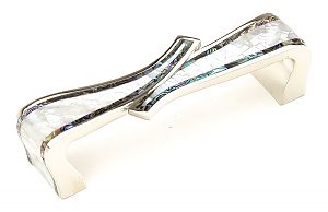 Symphony by Schaub Avalon Bay 4" (102mm) Center-to-Center   Cabinet Pull (Tiger Penshell/Polished Nickel)