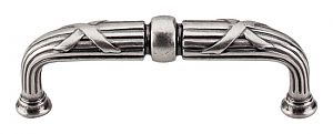 Top Knobs Edwardian 3-3/4" (96mm) Center-to-Center Ribbon & Reed D-Handle Cabinet Pull (Antique Pewter)