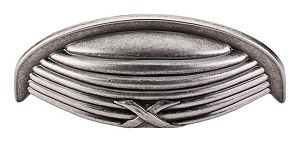 Top Knobs Edwardian 3" (76mm) Center-to-Center Ribbon & Reed Cabinet Cup Pull (Antique Pewter)