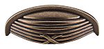 Top Knobs Edwardian 3" (76mm) Center-to-Center Ribbon & Reed Cabinet Cup Pull (German Bronze)