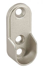 US Futaba Screw-On Metal Oval Closet Rod End Support - EACH (Satin Nickel)