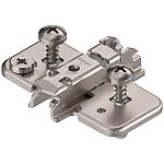 Blum CLIP 3mm Cam Adjustable Wing Mounting Plate (Pre-Mounted Screws w/Expando Dowels, Steel)