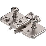 Blum CLIP 0mm Cam Adjustable Wing Mounting Plate (Pre-Mounted Screws w/Expando Dowels, Steel)