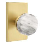 Emtek Select Conical White Marble Door Knobset w/Modern Rectangular Rosette