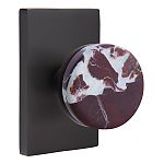 Emtek Select Conical Rosso Levanto Marble Door Knobset w/Modern Rectangular Rosette