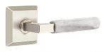 Emtek Select L-Square White Marble Door Leverset w/Quincy Rosette