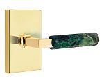 Emtek Select L-Square Green Marble Door Leverset w/Modern Rectangular Rosette