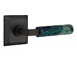 Emtek Select L-Square Green Marble Door Leverset w/Quincy Rosette