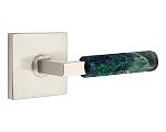 Emtek Select L-Square Green Marble Door Leverset w/Square Rosette