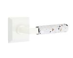 Emtek Select L-Square Light Terrazzo Door Leverset w/Quincy Rosette