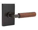 Emtek Select L-Square Dark Walnut Door Leverset w/Modern Rectangular Rosette