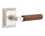 Emtek Select L-Square Dark Walnut Door Leverset w/Wilshire Rosette