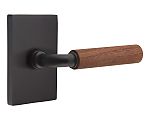 Emtek Select R-Bar Dark Walnut Door Leverset w/Modern Rectangular Rosette