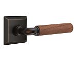 Emtek Select R-Bar Dark Walnut Door Leverset w/Quincy Rosette