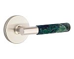 Emtek Select T-Bar Green Marble Door Leverset w/Disk Rosette