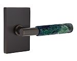 Emtek Select T-Bar Green Marble Door Leverset w/Modern Rectangular Rosette