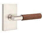 Emtek Select T-Bar Dark Walnut Door Leverset w/Modern Rectangular Rosette
