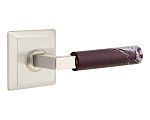 Emtek Select L-Square Rosso Levanto Marble Door Leverset w/Quincy Rosette