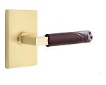 Emtek Select L-Square Rosso Levanto Marble Door Leverset w/Modern Rectangular Rosette