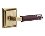 Emtek Select L-Square Rosso Levanto Marble Door Leverset w/Wilshire Rosette