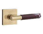 Emtek Select T-Bar Rosso Levanto Marble Door Leverset w/Square Rosette