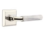 Emtek Select R-Bar White Marble Door Leverset w/Quincy Rosette