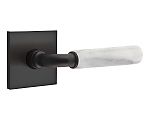 Emtek Select R-Bar White Marble Door Leverset w/Square Rosette