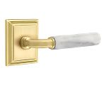 Emtek Select R-Bar White Marble Door Leverset w/Wilshire Rosette