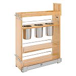 Rev-A-Shelf Maple Utensil Pullout Organizer w/ 3 bins and BLUM Soft-Close for 9" Frameless Base Cabinets