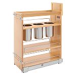 Rev-A-Shelf Maple Utensil Pullout Organizer w/ 3 bins and BLUM Soft-Close for 12" Frameless Base Cabinets