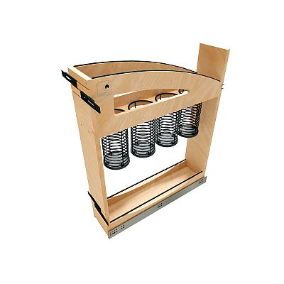 Rev-A-Shelf Craftsman Collection Solid Maple Utensil Pullout Organizer w/ Black Accents and BLUM Soft-Close Slides for 9" Base Cabinets