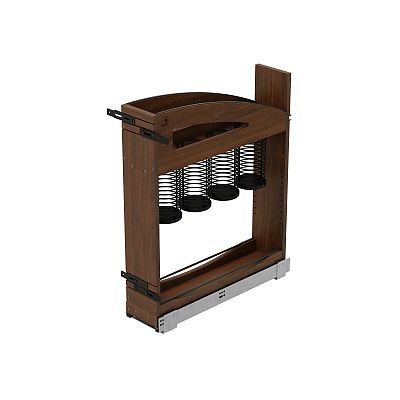 Rev-A-Shelf Craftsman Collection Solid Walnut Utensil Pullout Organizer w/ Black Accents and BLUM Soft-Close Slides for 9" Base Cabinets