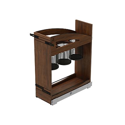 Rev-A-Shelf Craftsman Collection Solid Walnut Utensil Pullout Organizer w/ Black Accents and BLUM Soft-Close Slides for 12" Base Cabinets