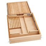 Rev-A-Shelf 21" (533mm) Wood Knife Organizer and Cutting Board Replacement Drawer System w/ Soft-Close