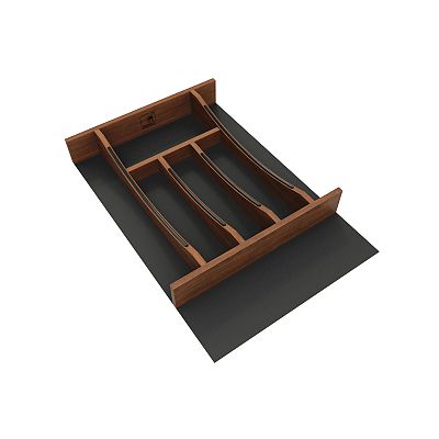 Rev-A-Shelf Craftsman Collection 13-1/4" X 19-1/2" Solid Walnut Cutlery Drawer Insert w/ Black Accents