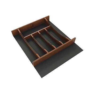Rev-A-Shelf Craftsman Collection 16-1/4" X 19-1/2" Solid Walnut Cutlery Drawer Insert w/ Black Accents