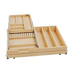 Rev-A-Shelf 27" (686mm)W Wood Two-Tier Cutlery Drawer System w/ Soft-Close for 30" Face Frame Cabinet