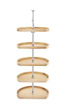 Rev-A-Shelf 22" Natural Maple (5) Shelf D-Shaped Lazy Susan for Tall Pantry