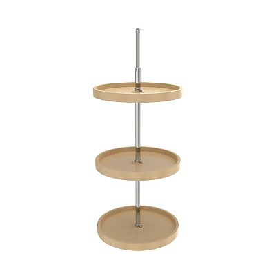 Rev-A-Shelf 18" Almond Polymer Full-Circle 3-Shelf Lazy Susan w/Dependent Hardware for Corner Wall Cabinets