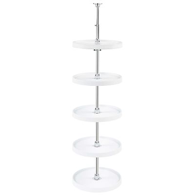 Rev-A-Shelf 16" White Polymer (5) Shelf Full-Circle Lazy Susan w/ Telescoping Post for Pantry